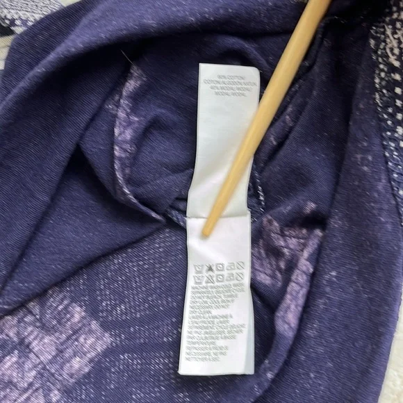 Lucky Brand tie waist sleeveless top blue / grey print sz large - Picture 9 of 12